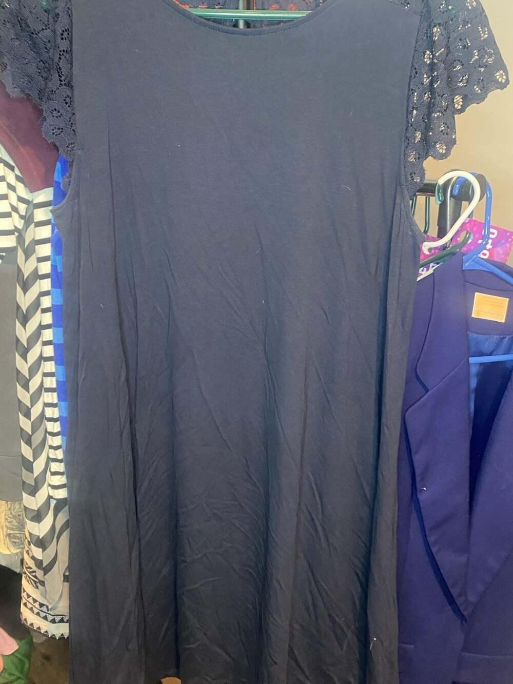 LOFT Navy Blue Lace Back Detail Dress Size M